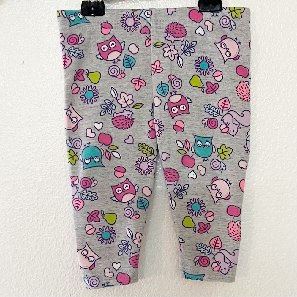 Garanimals- leggings, infant size 0-3 mos, gray w/multi colored forest animals